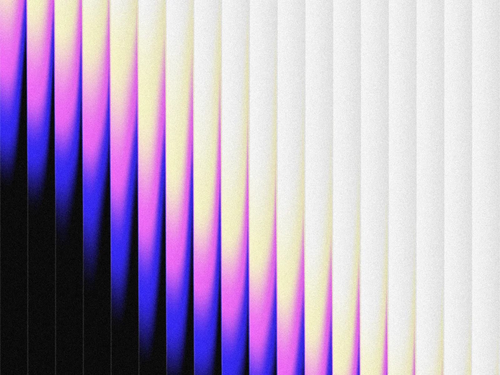 A grainy textured gradient of vertical pleated folds fading from vibrant violet and yellow into bright white.
