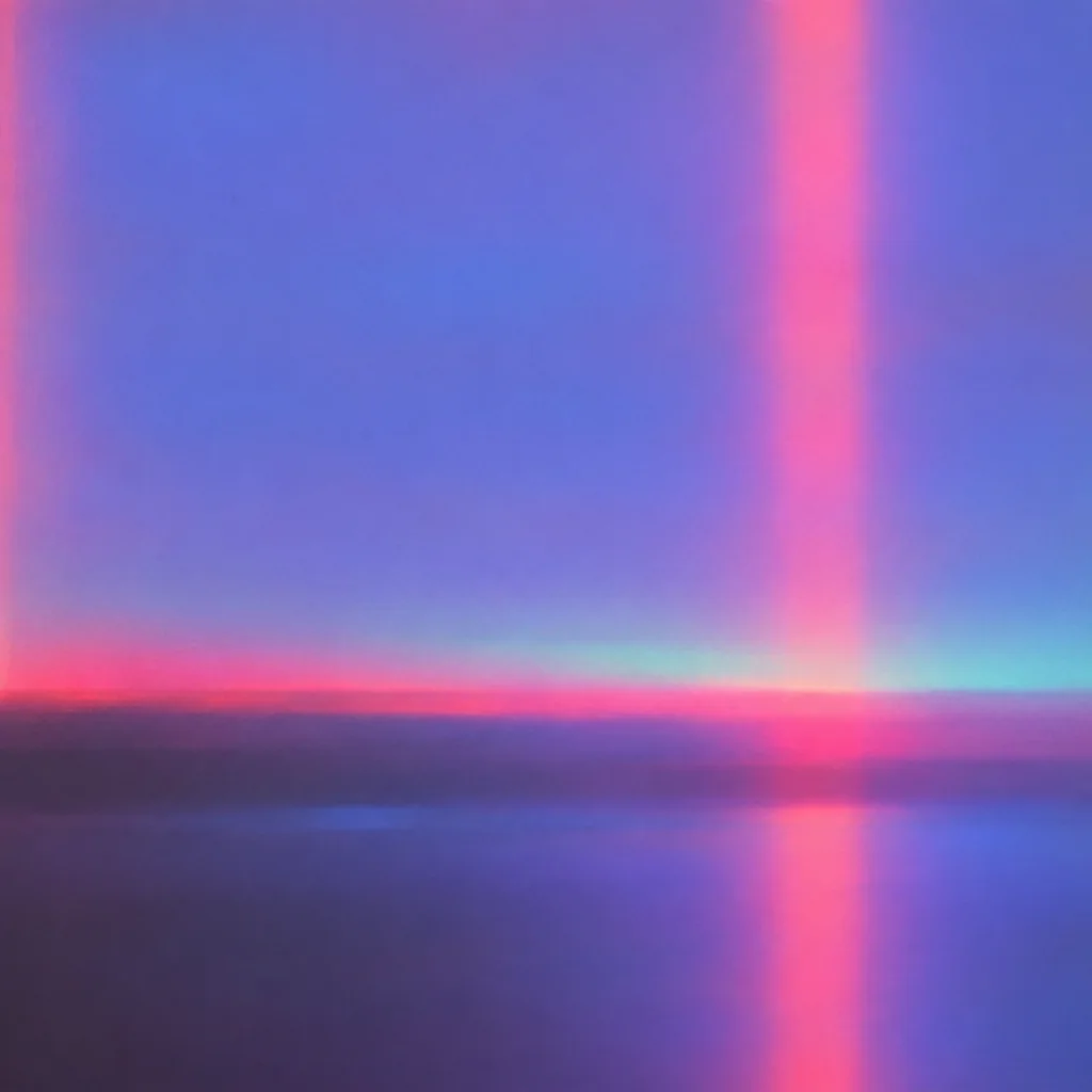 A soft, blurred abstract gradient of deep purple and cyan accented by bright neon pink vertical light leaks.