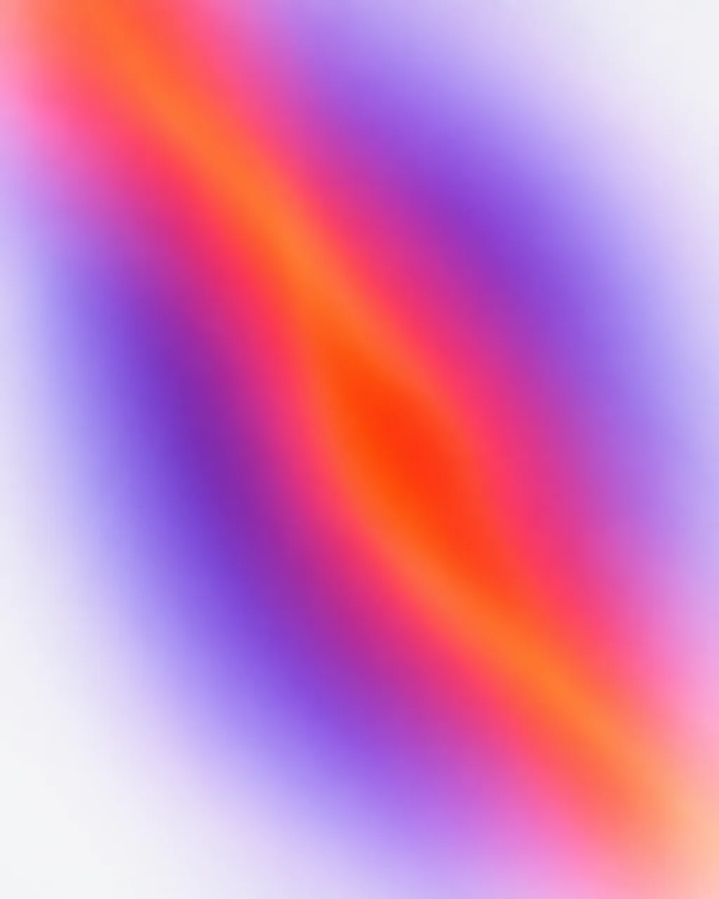 A soft, diffused diagonal gradient blending radiant orange and hot pink into deep purple against a pale white background.
