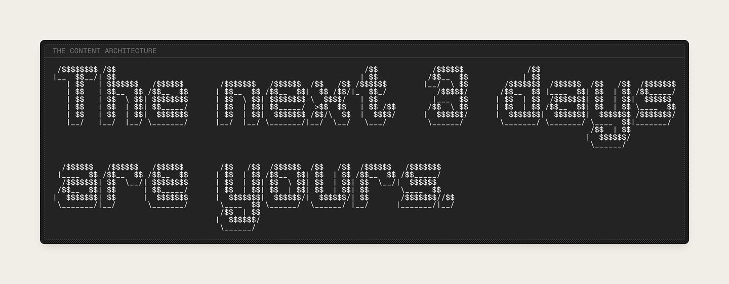 A retro computing terminal banner constructed from dense ASCII art glyphs framed inside a dark card.