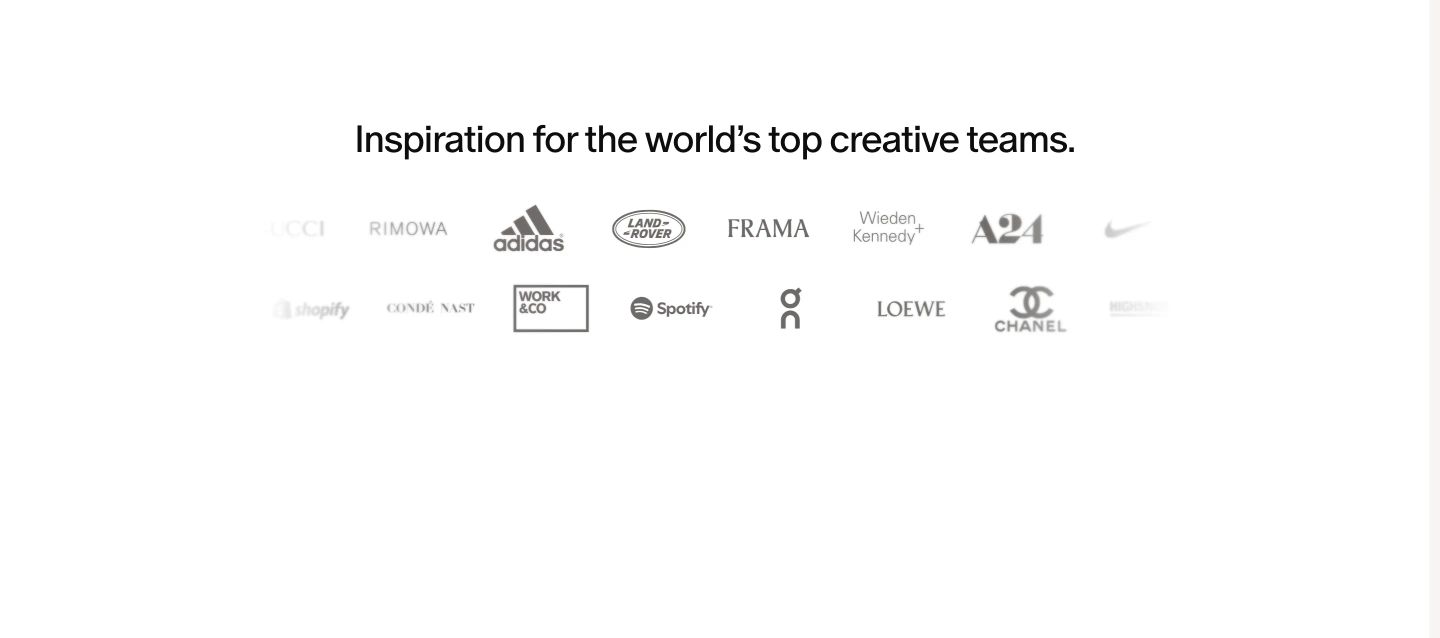 Quiet and prestigious client logo bar anchored by a confident single-line headline on clean off-white space.