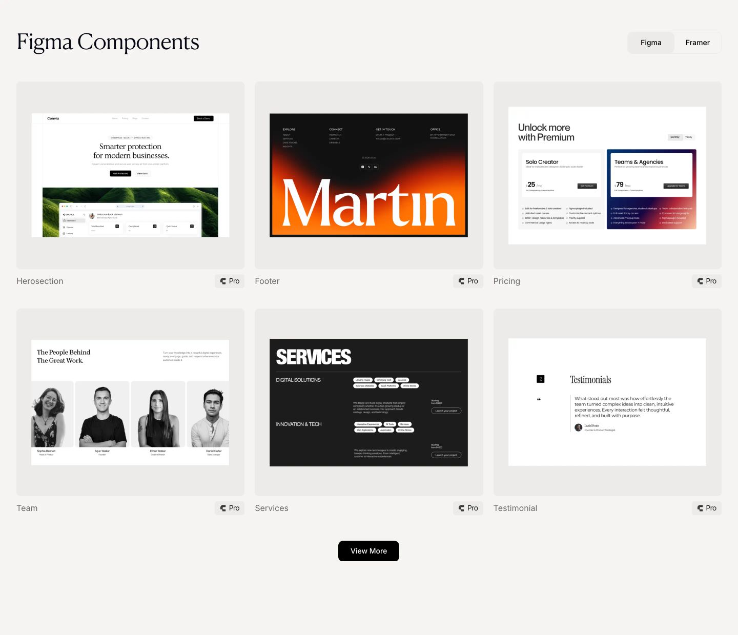 An airy and elegant component library grid showcasing UI design blocks against a warm off-white canvas with tasteful pill badges.