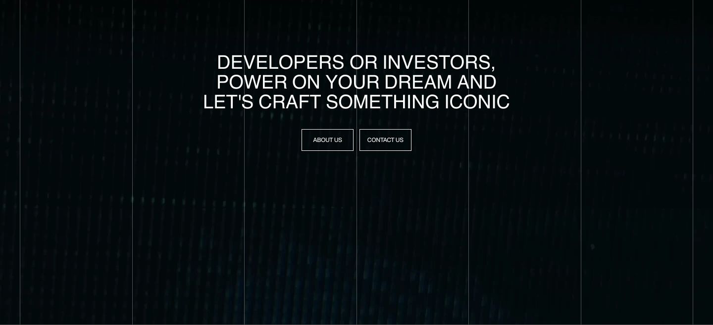 Vast, dark architectural space punctuated by crisp uppercase typography and subtle wireframe grid lines.