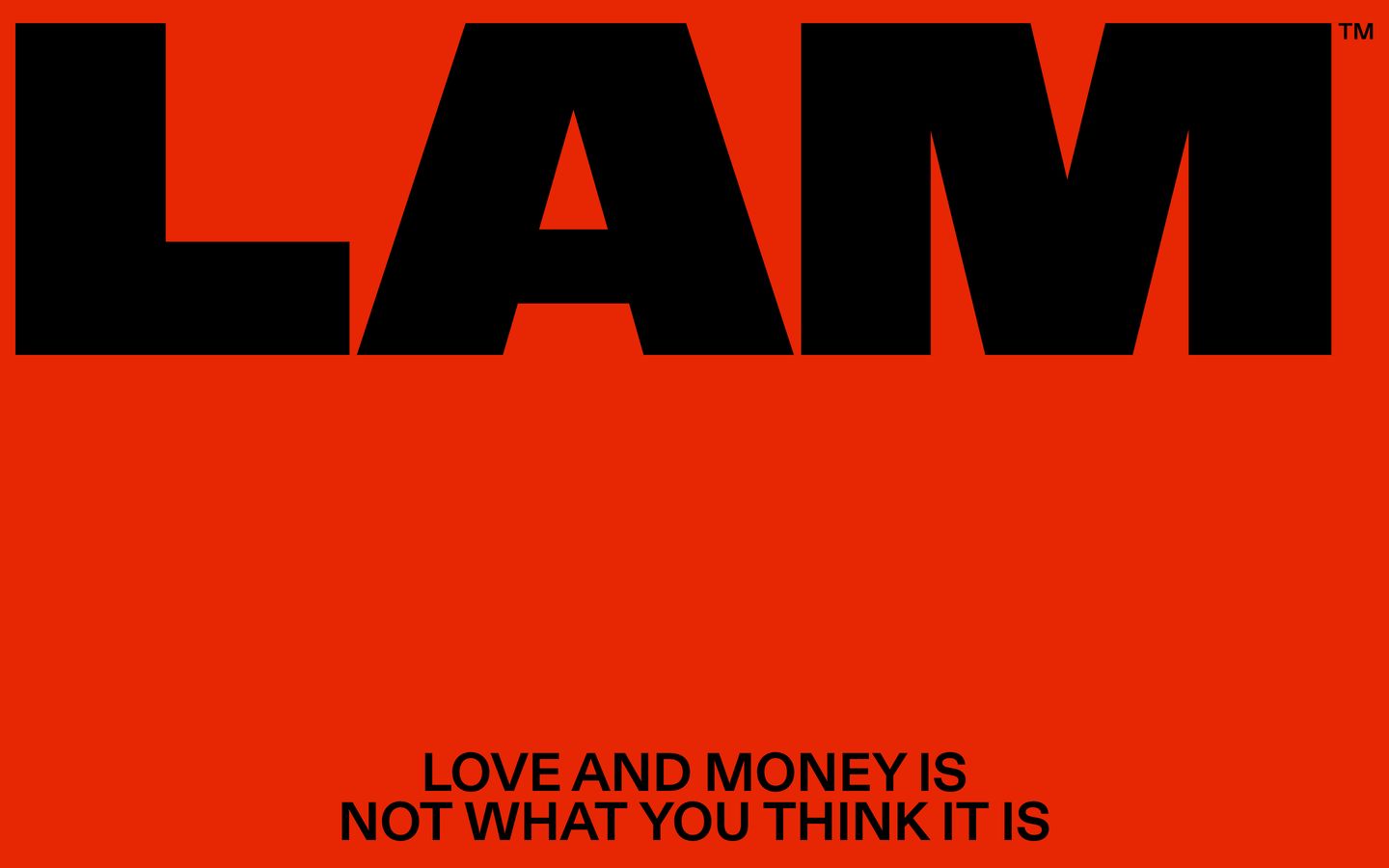 A punchy, unapologetically loud opening statement with monumental black typography set against a blazing field.