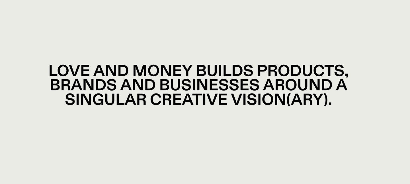 A stark, confident typographic manifesto suspended quietly in vast muted beige space.