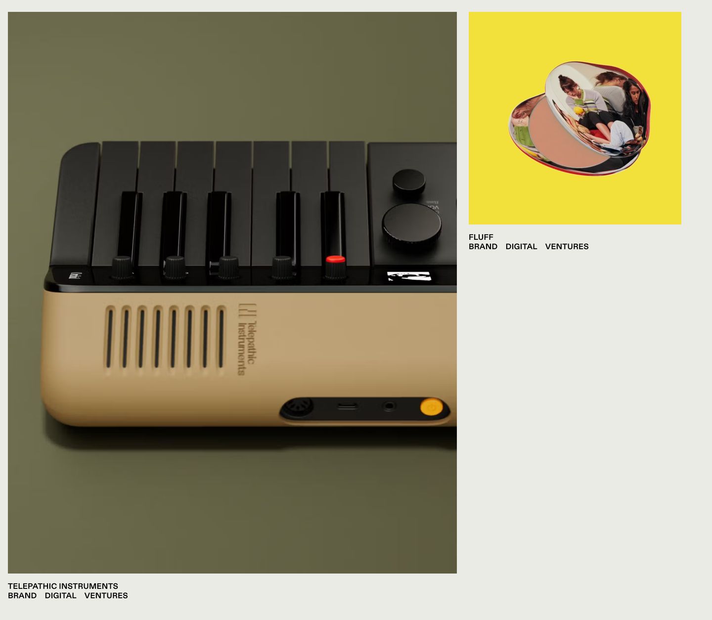Crisp, minimalist design portfolio grid balancing detailed industrial hardware rendering with punchy editorial product photography under strict Swiss typographic discipline.