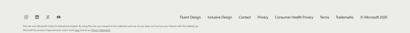 A quiet, highly restrained corporate footer providing standard navigation links and social icons on an off-white field.