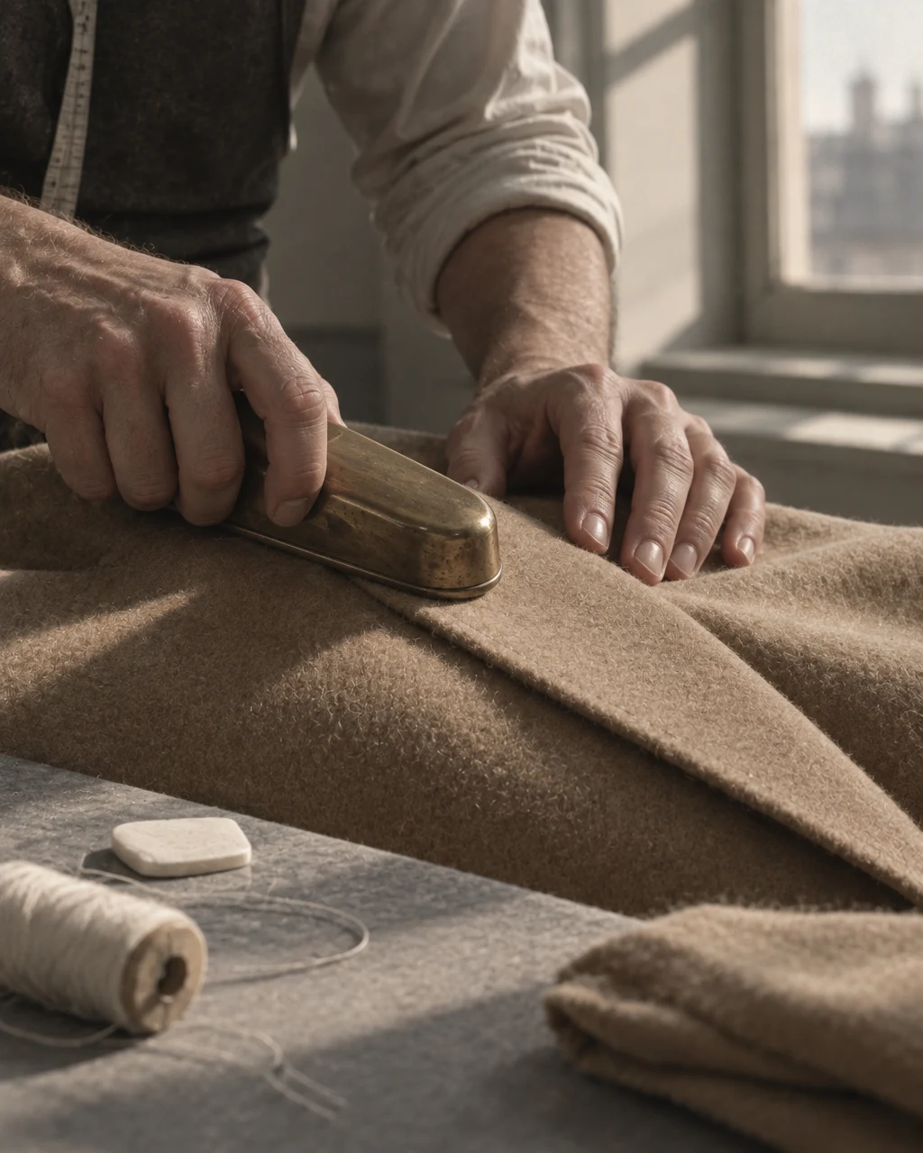 detail for made-to-measure architectural overcoats