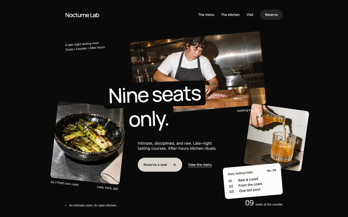 Nocturne Lab, a moodboard for Restaurant