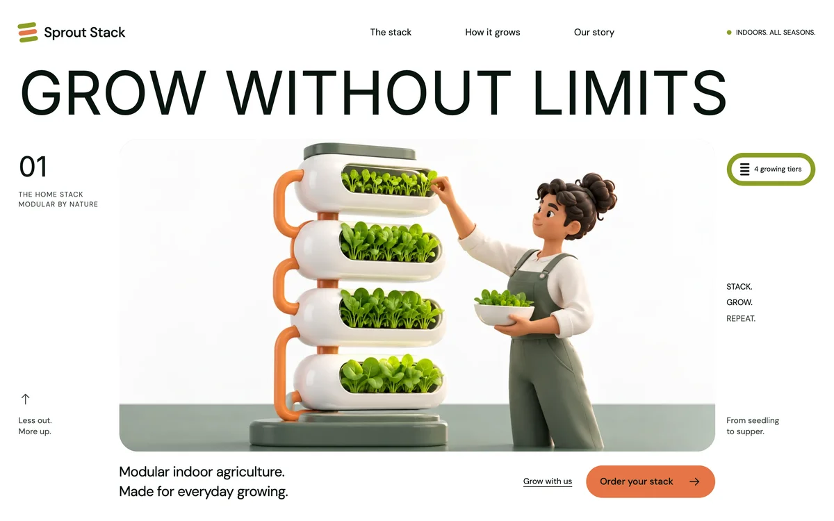 Sprout Stack, a moodboard for automated vertical farming modules