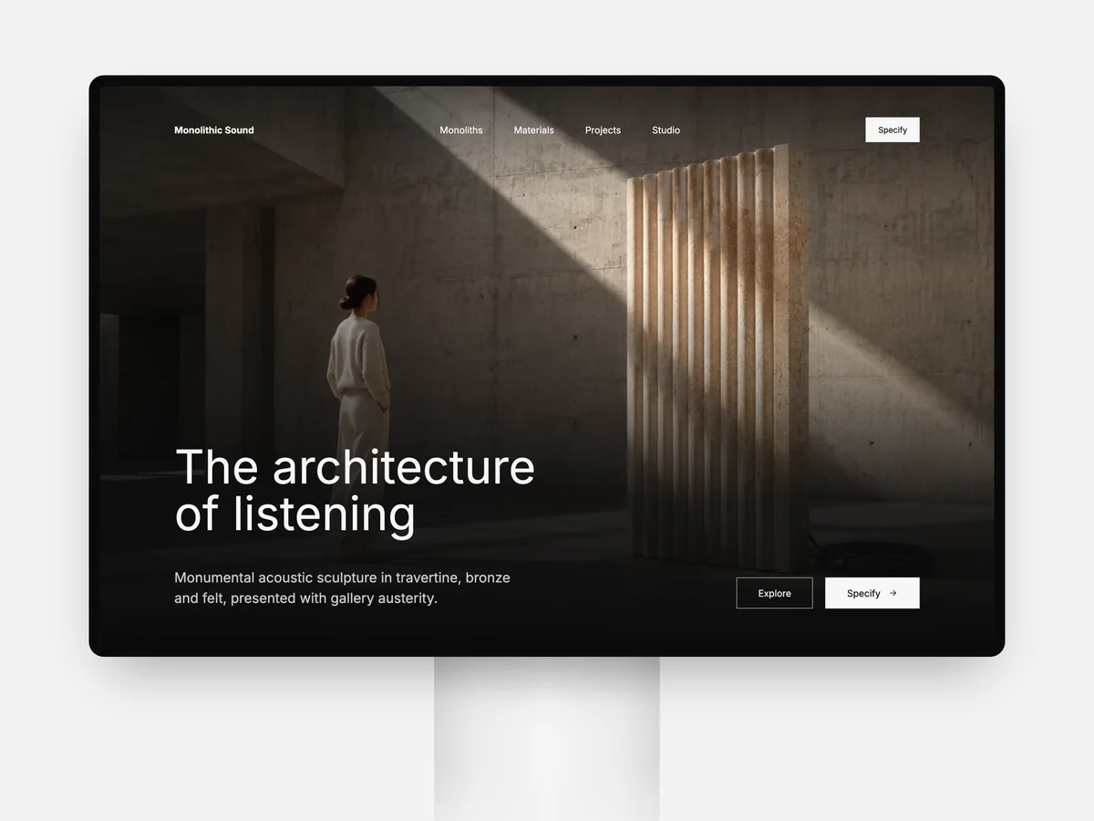 Monolithic Sound, a moodboard for architectural acoustic monoliths