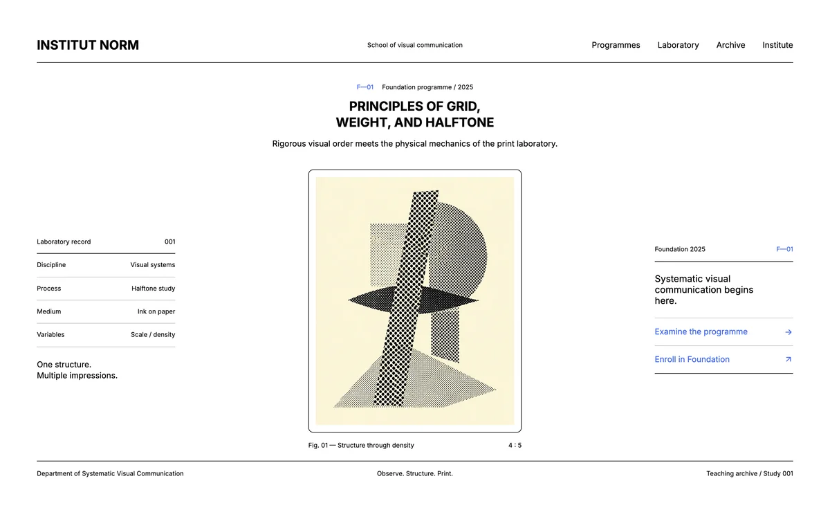 Institut Norm, a moodboard for Design school
