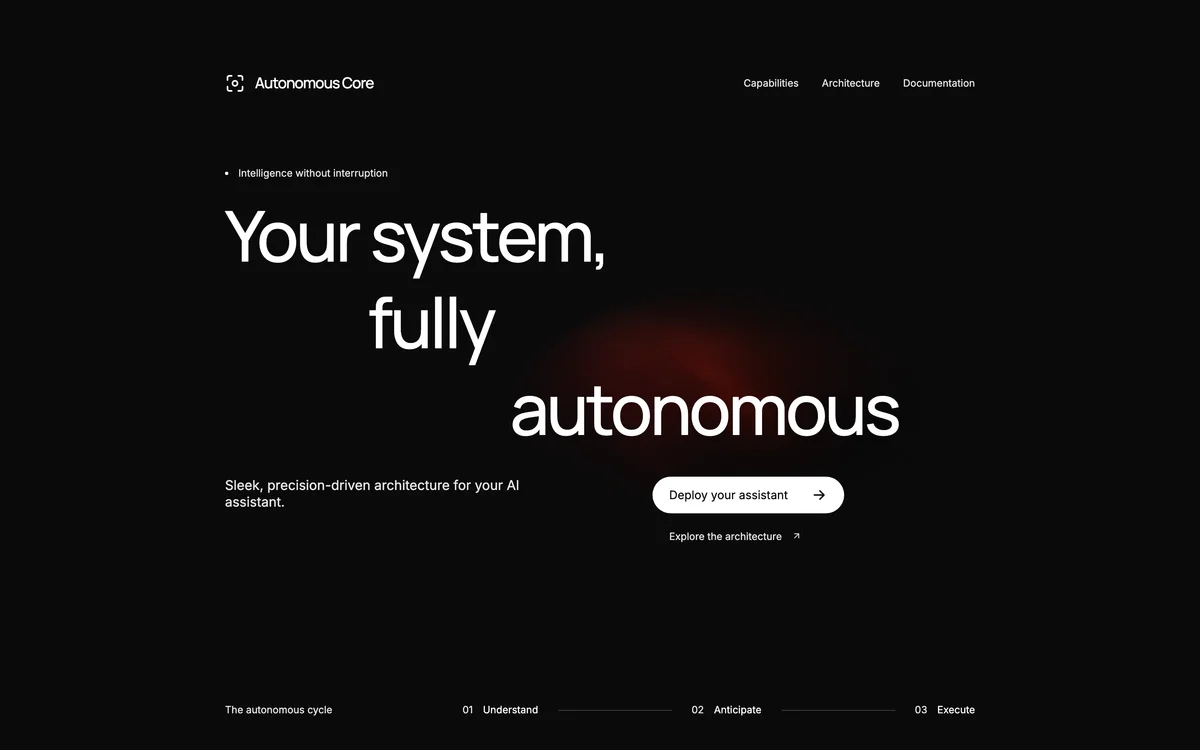 Autonomous Core, a moodboard for AI assistant