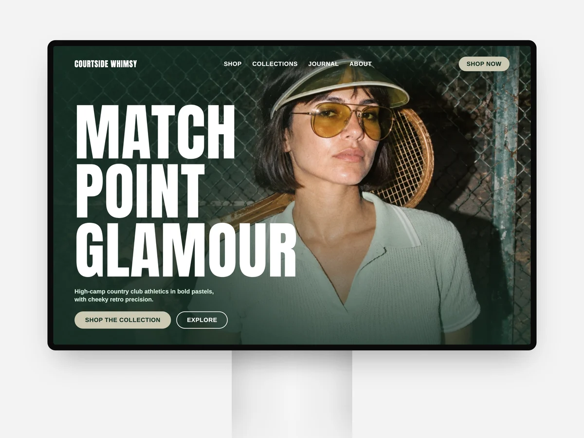 Courtside Whimsy, a moodboard for vintage-inspired luxury courtwear and tennis apparel