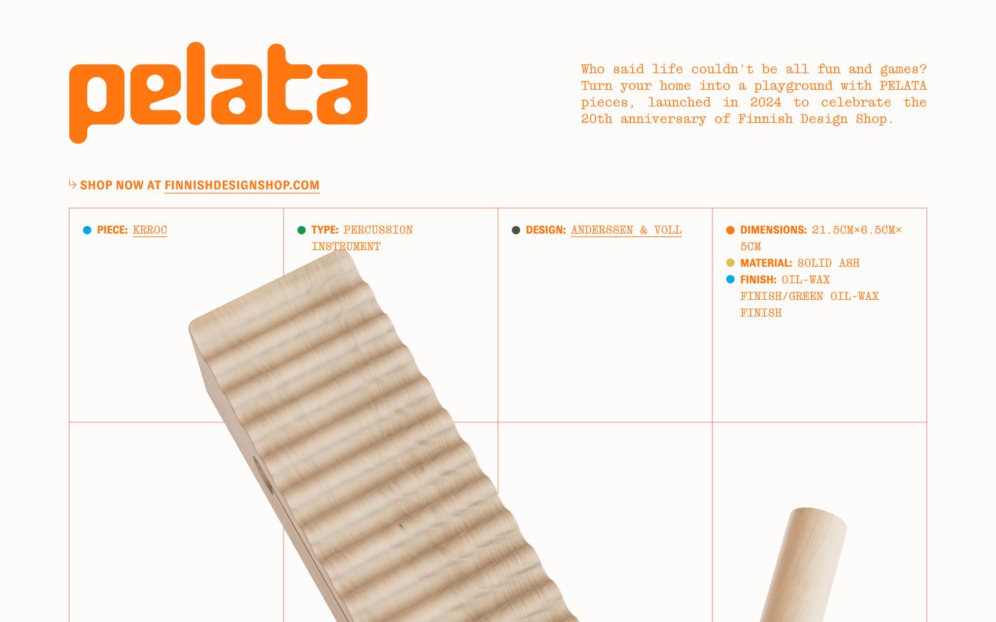 Tactile Scandinavian design hero pairing a bold bubble wordmark with delicate wireframe gridlines and monospaced product specs.