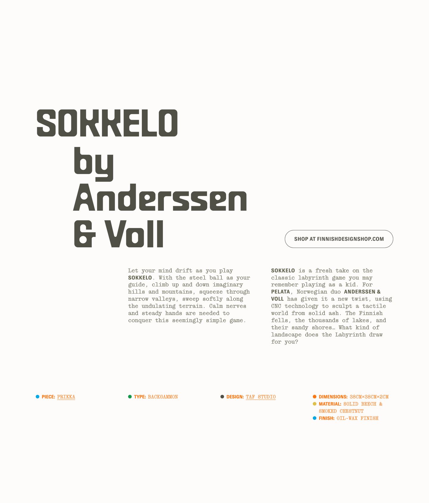 Quiet Scandinavian editorial layout pairing heavy sculptural display typography with airy monospace columns and precise specimen-like metadata.
