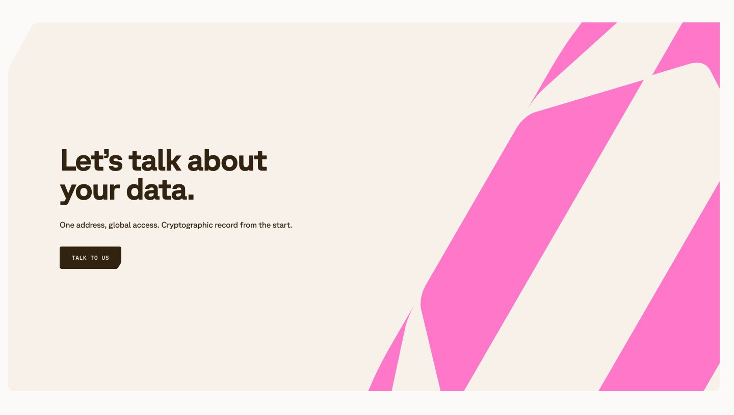 An expansive, airy call to action grounded by warm cream tones, bold left-aligned typography, and a vibrant diagonal pink graphic.