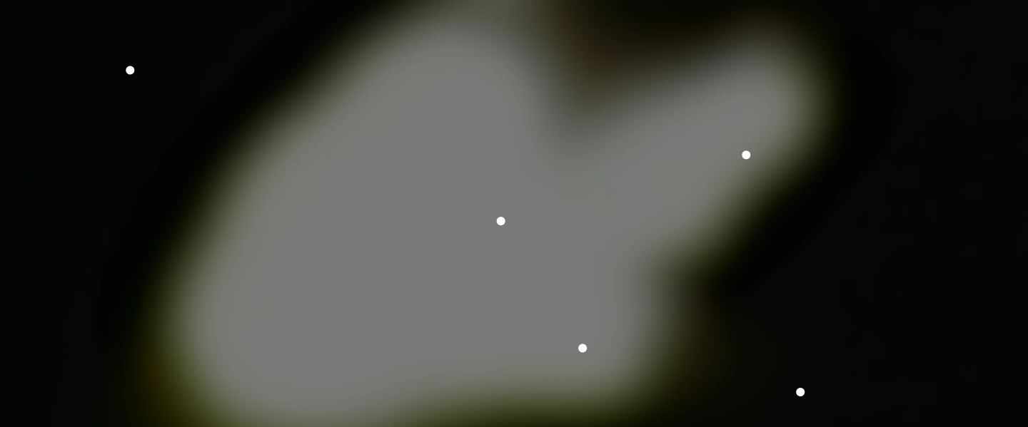 An eerie, luminous constellation of points floats across an amorphous hazy light bloom against deep black.
