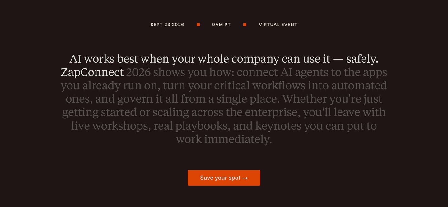 Quiet, text-focused editorial announcement hero bathed in deep warm black with refined serif typography.