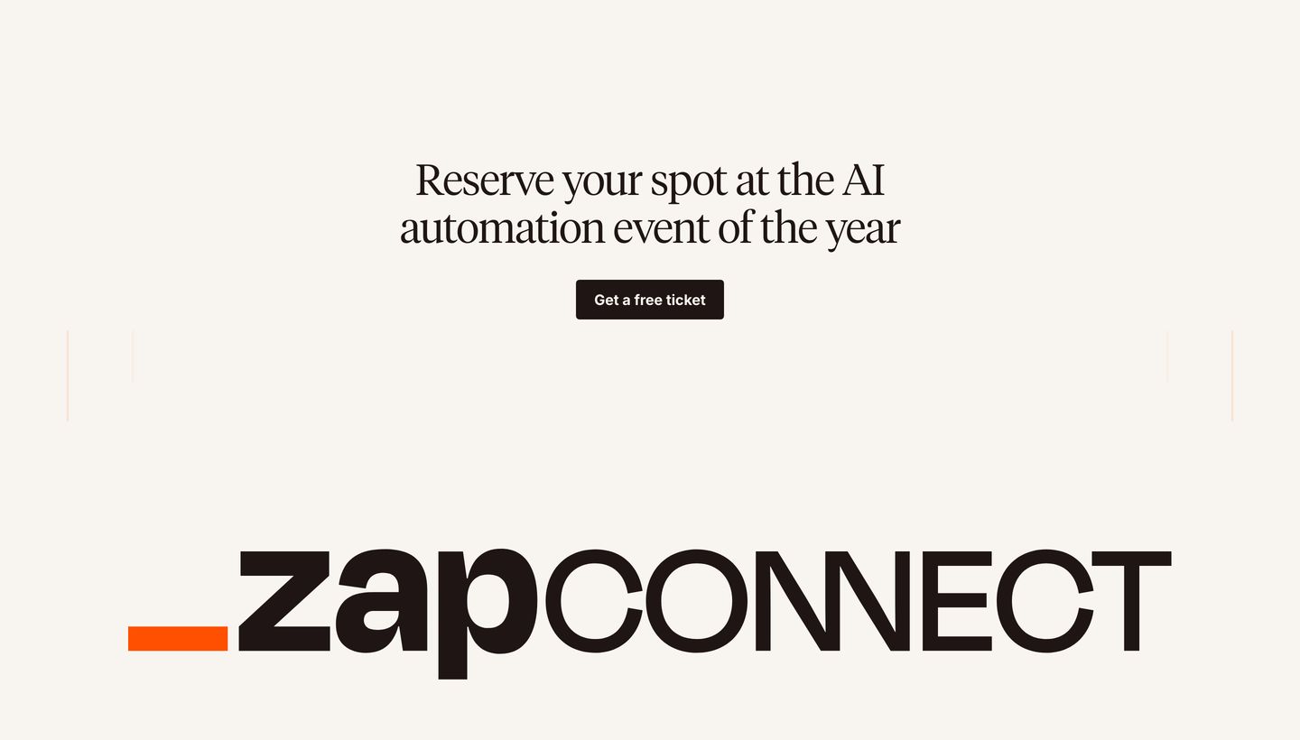 Quiet, generous cream-toned call to action anchored by an oversized event logotype and refined editorial serif typography.
